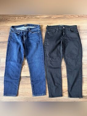 Lucky Brand Jeans Womens 10/30 Blue Black Mid Rise Sofia Capri Stretch Set Of 2